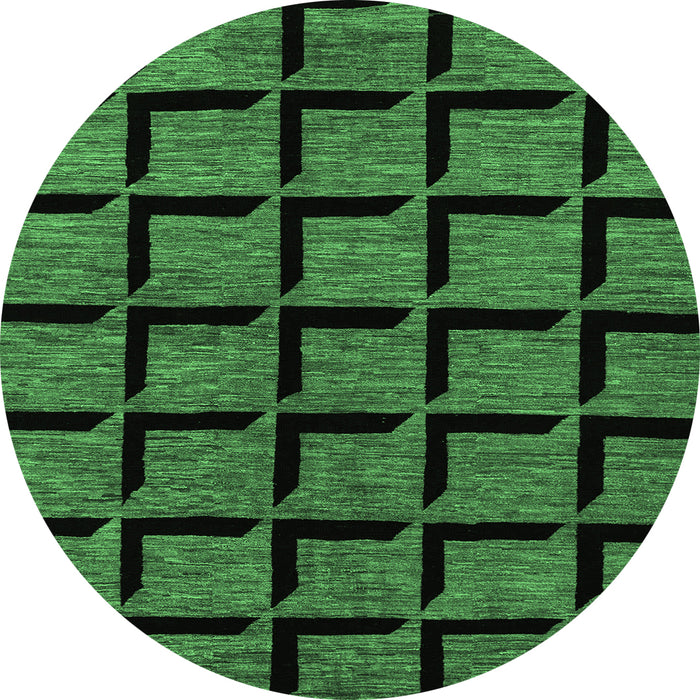 Round Abstract Emerald Green Modern Rug, abs1691emgrn
