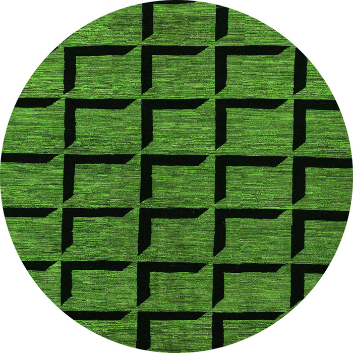 Round Machine Washable Abstract Green Modern Area Rugs, wshabs1691grn