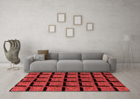 Machine Washable Abstract Red Modern Rug, wshabs1691red