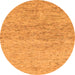 Round Machine Washable Abstract Orange Modern Area Rugs, wshabs1692org