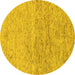 Round Abstract Yellow Modern Rug, abs1692yw