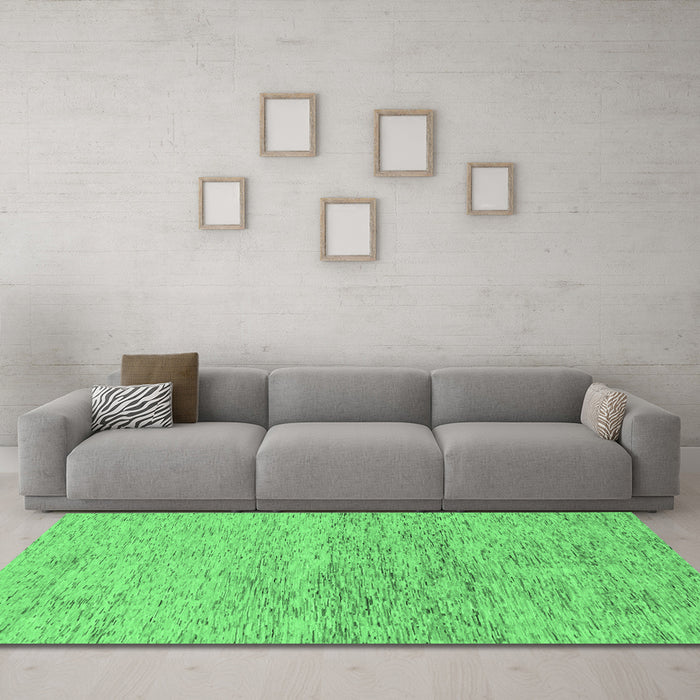 Machine Washable Abstract Emerald Green Modern Area Rugs in a Living Room,, wshabs1692emgrn