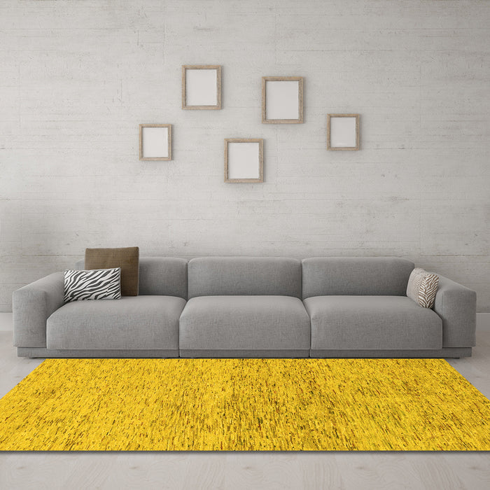 Machine Washable Abstract Yellow Modern Rug in a Living Room, wshabs1692yw