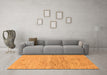 Machine Washable Abstract Orange Modern Area Rugs in a Living Room, wshabs1692org