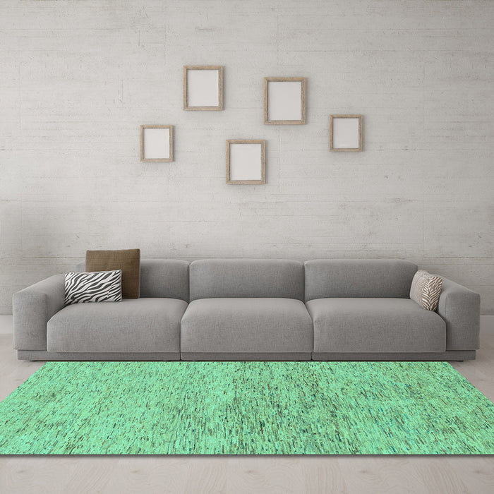 Machine Washable Abstract Turquoise Modern Area Rugs in a Living Room,, wshabs1692turq