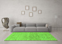 Machine Washable Abstract Green Modern Rug, wshabs1692grn