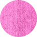 Round Machine Washable Abstract Pink Modern Rug, wshabs1692pnk