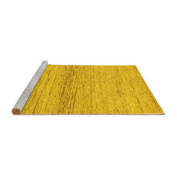 Sideview of Machine Washable Abstract Yellow Modern Rug, wshabs1693yw
