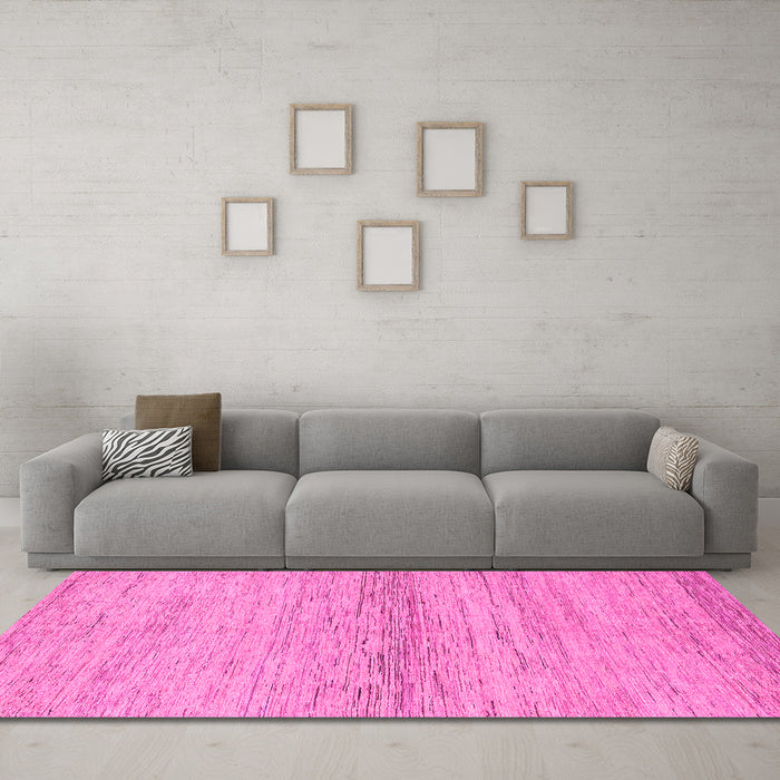 Machine Washable Abstract Pink Modern Rug in a Living Room, wshabs1693pnk