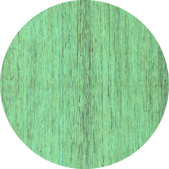 Round Machine Washable Abstract Turquoise Modern Area Rugs, wshabs1693turq