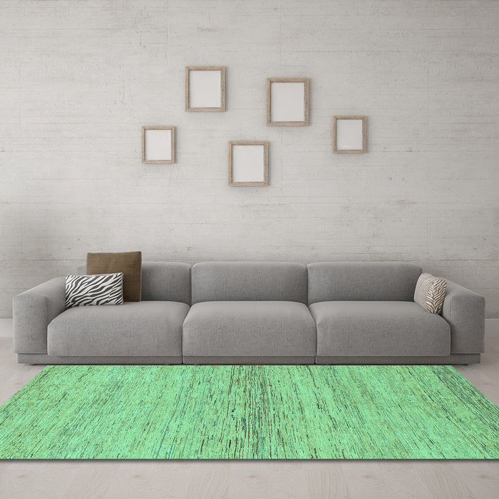 Machine Washable Abstract Turquoise Modern Area Rugs in a Living Room,, wshabs1693turq