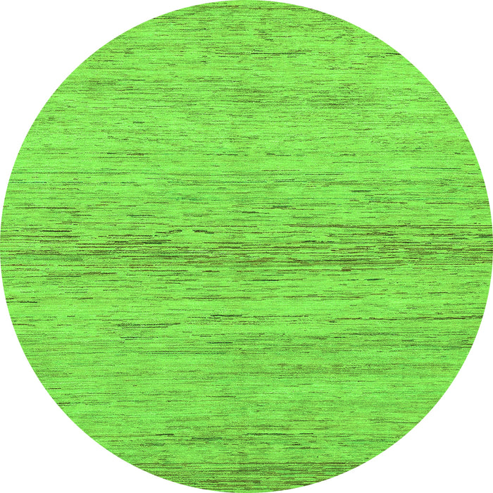 Round Machine Washable Abstract Green Modern Area Rugs, wshabs1693grn