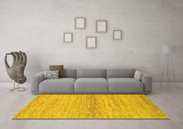 Machine Washable Abstract Yellow Modern Rug in a Living Room, wshabs1693yw