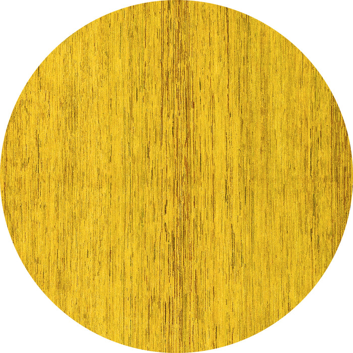 Round Abstract Yellow Modern Rug, abs1693yw