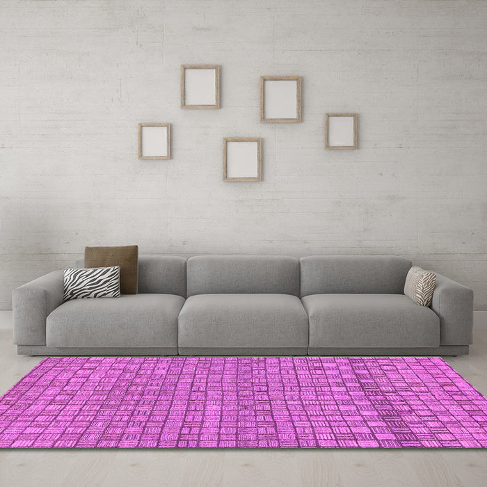 Machine Washable Abstract Purple Modern Area Rugs in a Living Room, wshabs1694pur