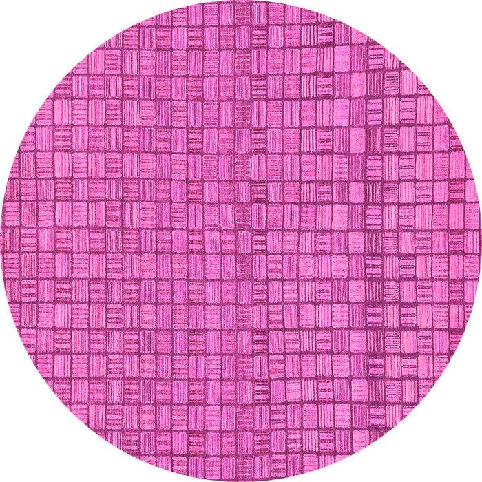 Round Machine Washable Abstract Pink Modern Rug, wshabs1694pnk