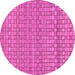 Round Machine Washable Abstract Pink Modern Rug, wshabs1694pnk