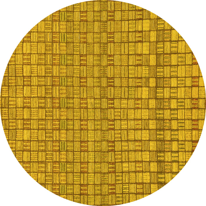 Round Machine Washable Abstract Yellow Modern Rug, wshabs1694yw
