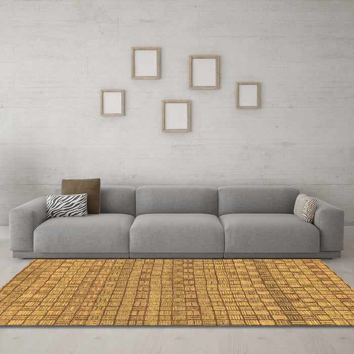 Machine Washable Abstract Brown Modern Rug in a Living Room,, wshabs1694brn