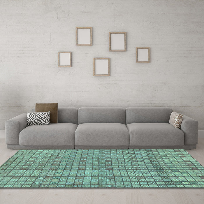 Machine Washable Abstract Light Blue Modern Rug in a Living Room, wshabs1694lblu
