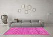 Machine Washable Abstract Pink Modern Rug in a Living Room, wshabs1694pnk