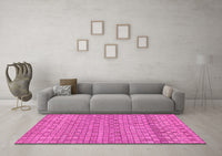 Machine Washable Abstract Pink Modern Rug, wshabs1694pnk