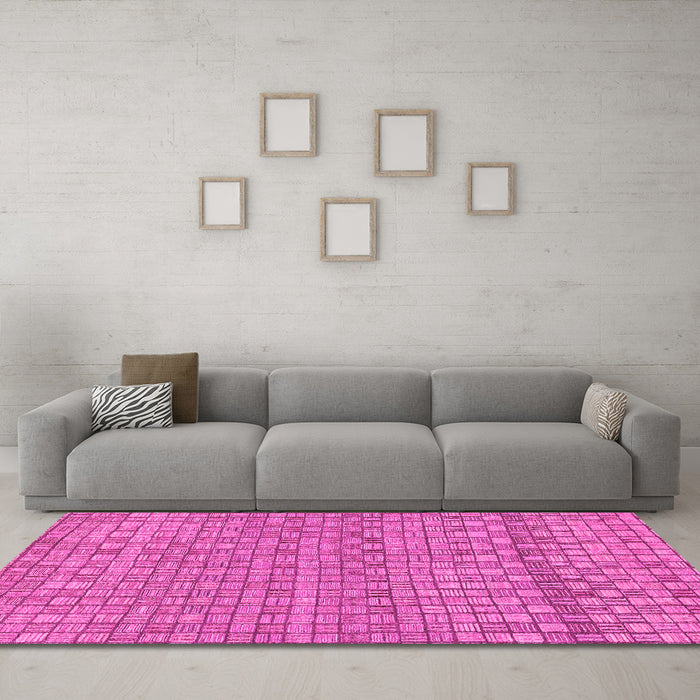 Machine Washable Abstract Pink Modern Rug in a Living Room, wshabs1694pnk
