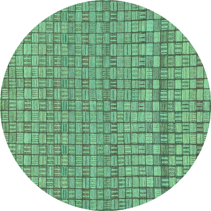Round Abstract Turquoise Modern Rug, abs1694turq