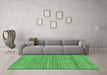 Machine Washable Abstract Emerald Green Modern Area Rugs in a Living Room,, wshabs1694emgrn