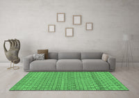 Machine Washable Abstract Emerald Green Modern Rug, wshabs1694emgrn