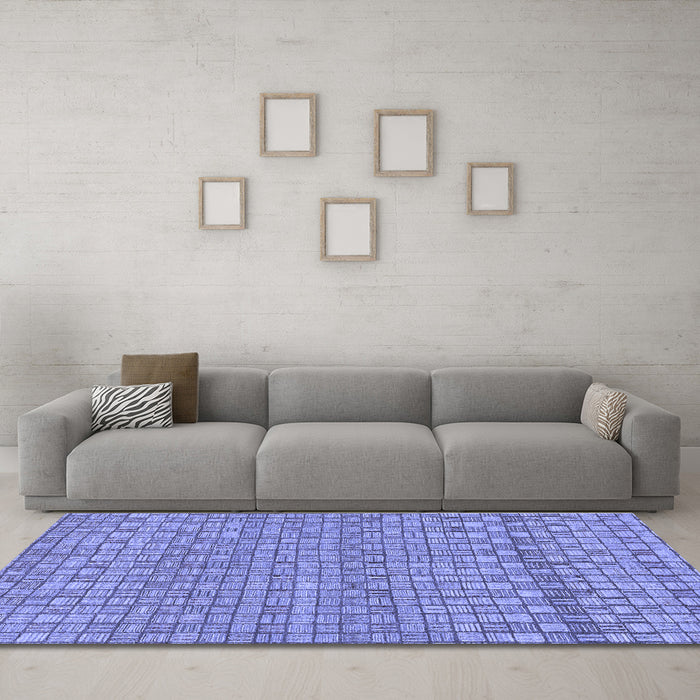 Machine Washable Abstract Blue Modern Rug in a Living Room, wshabs1694blu