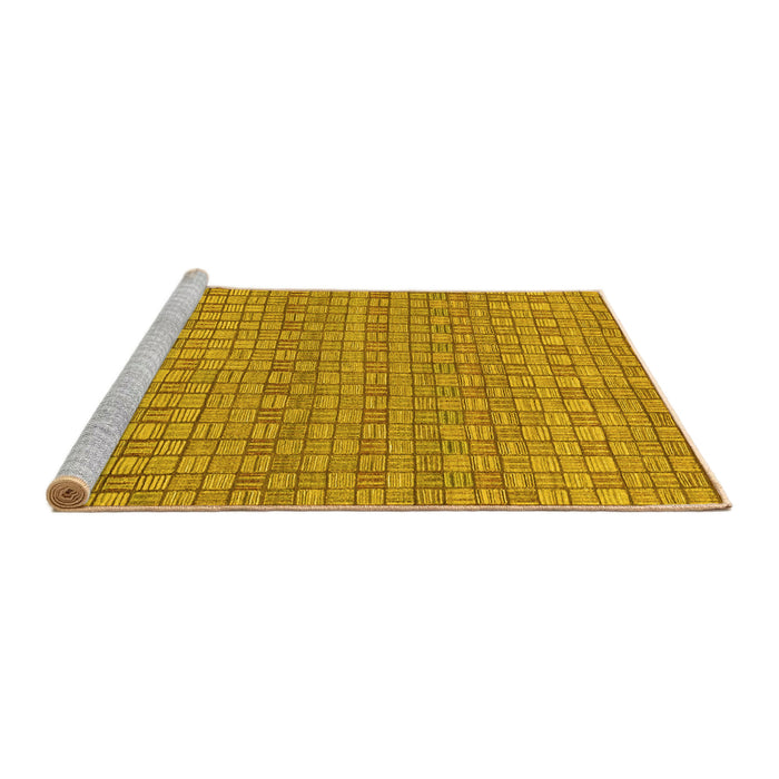 Sideview of Machine Washable Abstract Yellow Modern Rug, wshabs1694yw