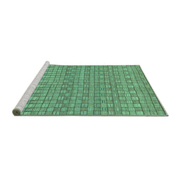 Sideview of Machine Washable Abstract Turquoise Modern Area Rugs, wshabs1694turq