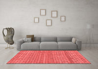 Machine Washable Abstract Red Modern Rug, wshabs1694red