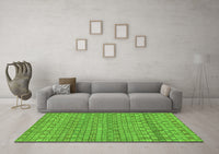 Machine Washable Abstract Green Modern Rug, wshabs1694grn