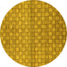 Round Abstract Yellow Modern Rug, abs1695yw