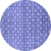 Round Abstract Blue Modern Rug, abs1695blu