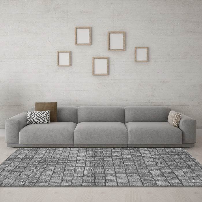 Machine Washable Abstract Gray Modern Rug in a Living Room,, wshabs1695gry
