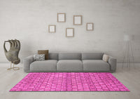 Machine Washable Abstract Pink Modern Rug, wshabs1695pnk