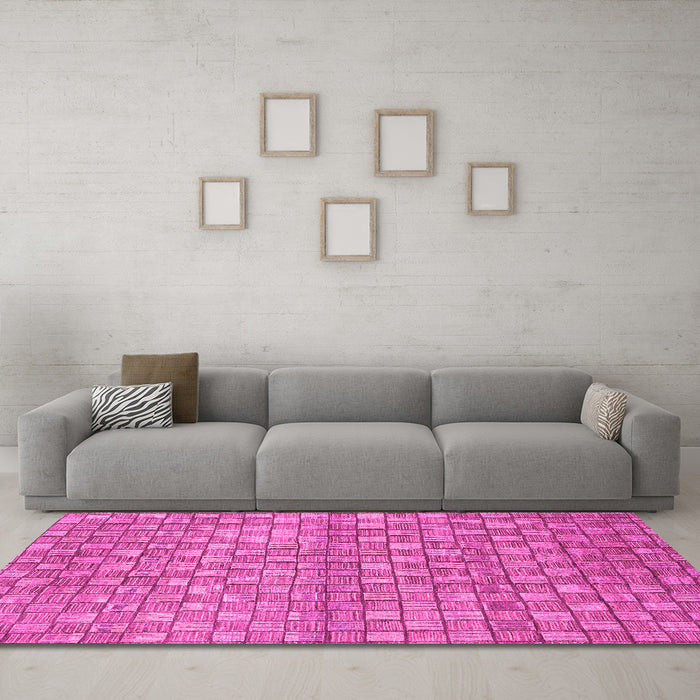Machine Washable Abstract Pink Modern Rug in a Living Room, wshabs1695pnk