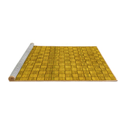 Sideview of Machine Washable Abstract Yellow Modern Rug, wshabs1695yw