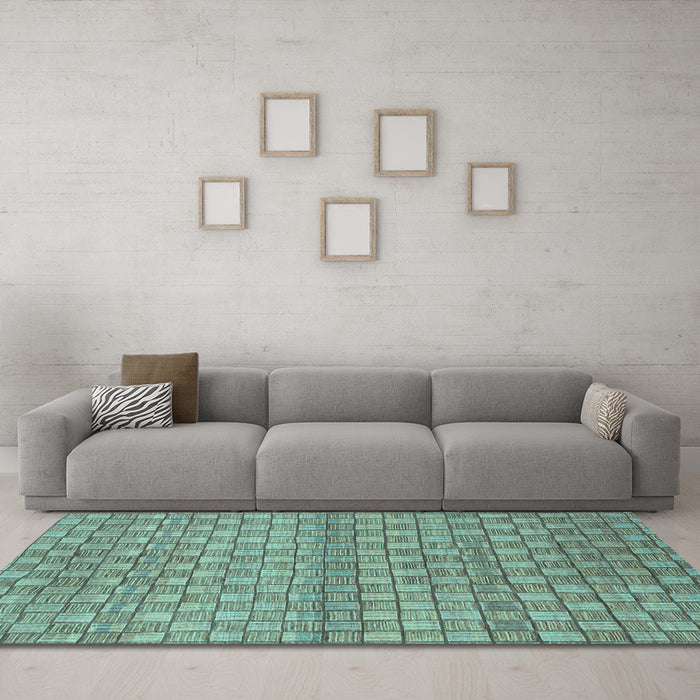 Machine Washable Abstract Light Blue Modern Rug in a Living Room, wshabs1695lblu