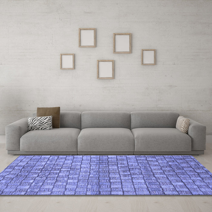 Machine Washable Abstract Blue Modern Rug in a Living Room, wshabs1695blu