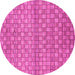 Round Machine Washable Abstract Pink Modern Rug, wshabs1695pnk