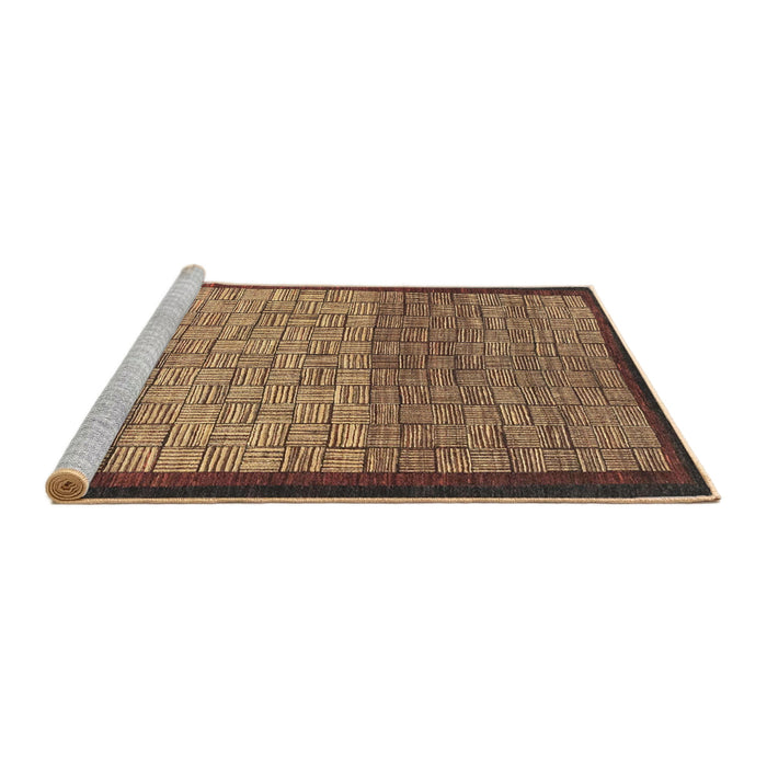 Sideview of Machine Washable Abstract Red Brown Rug, wshabs1696