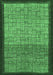 Machine Washable Abstract Emerald Green Modern Area Rugs, wshabs1696emgrn