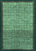 Machine Washable Abstract Turquoise Modern Area Rugs, wshabs1696turq