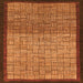 Square Machine Washable Abstract Orange Modern Area Rugs, wshabs1696org