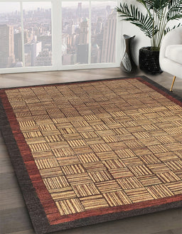 Abstract Red Brown Modern Rug in Family Room, abs1696