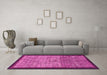 Machine Washable Abstract Pink Modern Rug in a Living Room, wshabs1696pnk